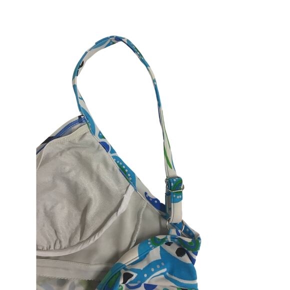 Miraclesuit Blue and Green Floral Design Tankini Top Size 10 - Picture 5 of 8